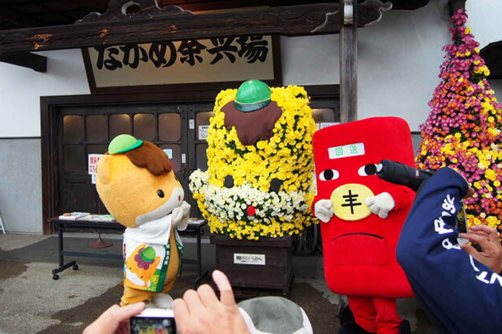 2014.11.09　関東菊花大会で菊の花のぐんまちゃんと。